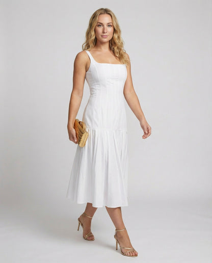 Damen Midikleid Eleganter Schnitt Frauenkleid