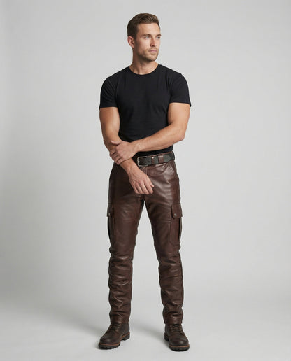 Herren Lederhose Cargo Robust Mit vielen Taschen