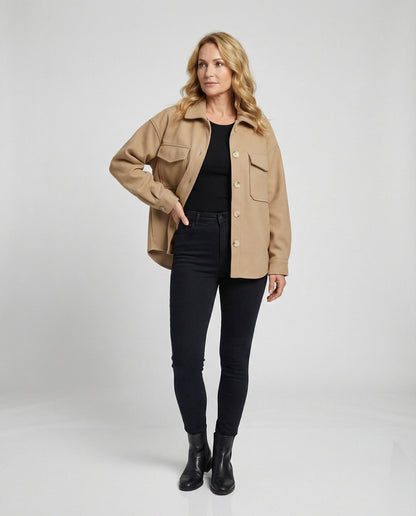 Damen Oversized Bluse mit Knopf Detail Großzügig