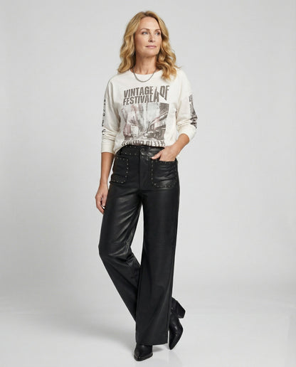 Damen Kunstlederhose Nieten