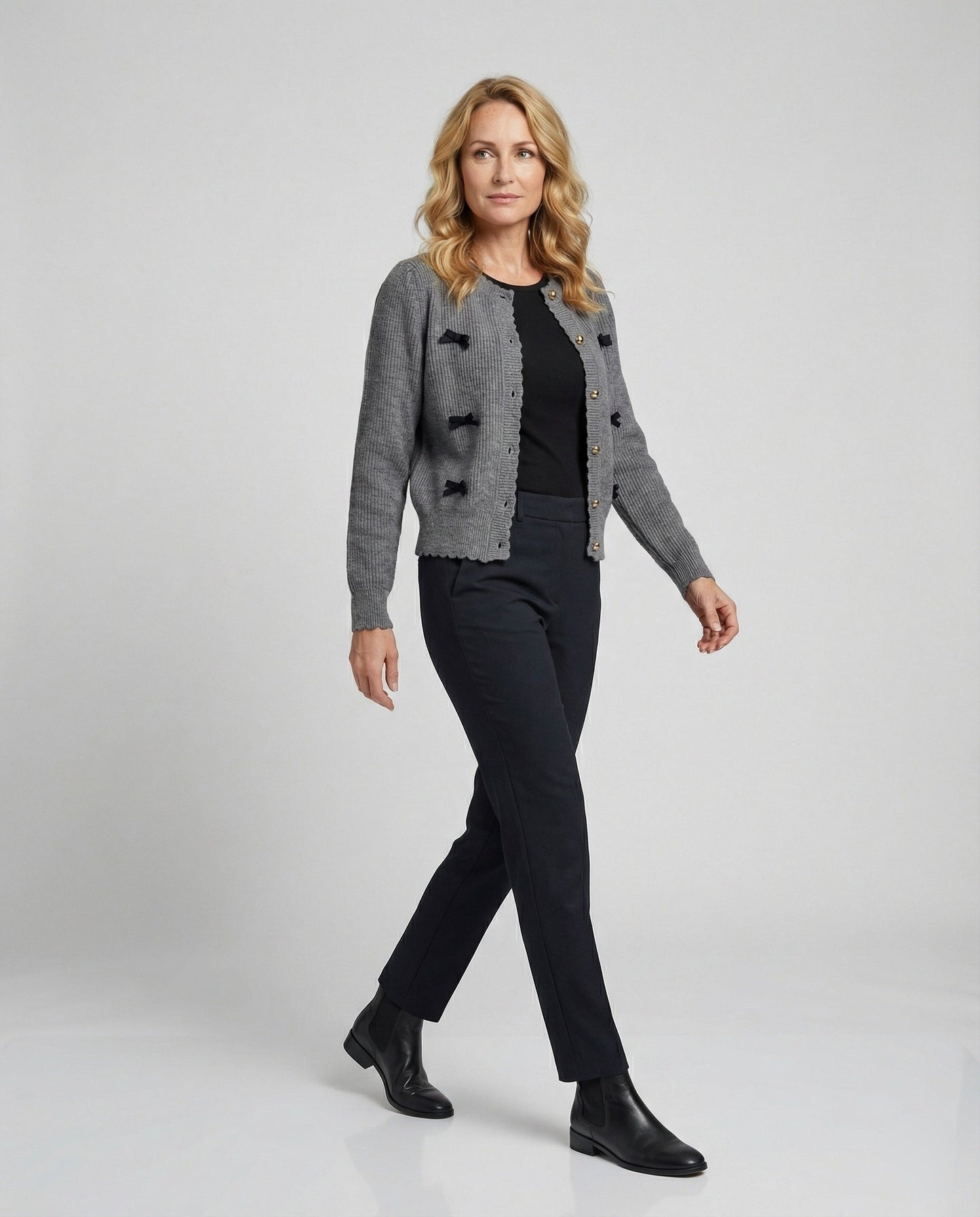 Damen Cardigan Nierenknöpfe Modern