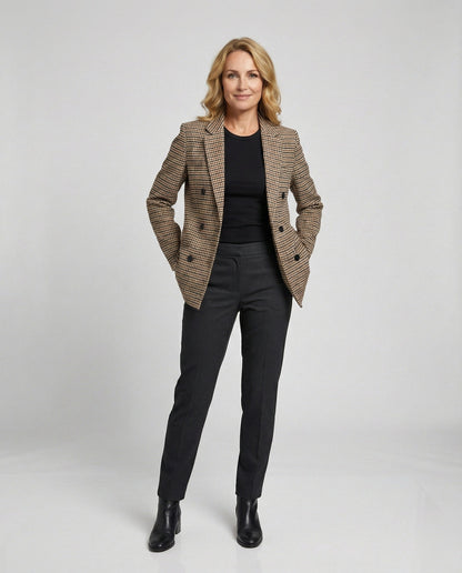 Damen Blazer Kariert Doppelknopf