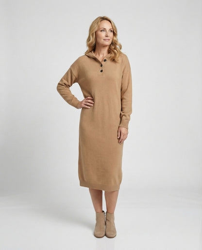 Damen Hoodie-Kleid Weiches Kapuzenkleid mit Knöpfen