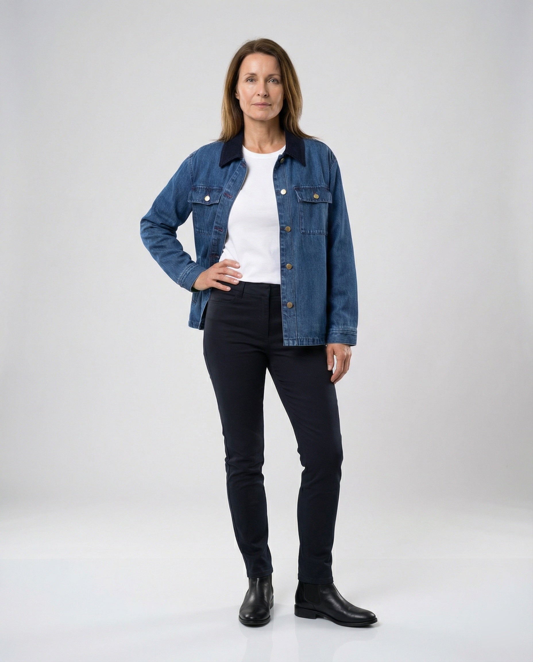 Damen Denimjacke Klassisch mit Brusttaschen - Norvielle