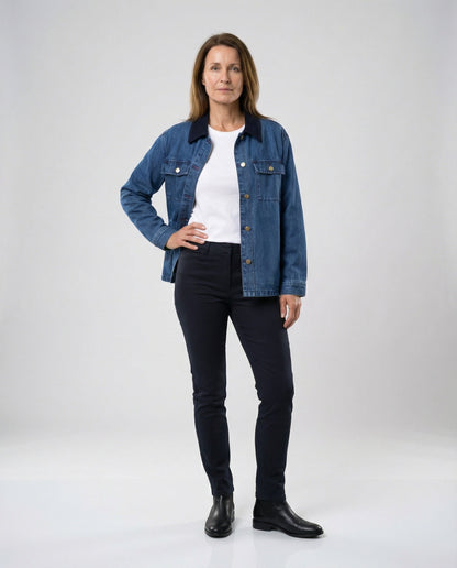 Damen Denimjacke Klassisch mit Brusttaschen - Norvielle