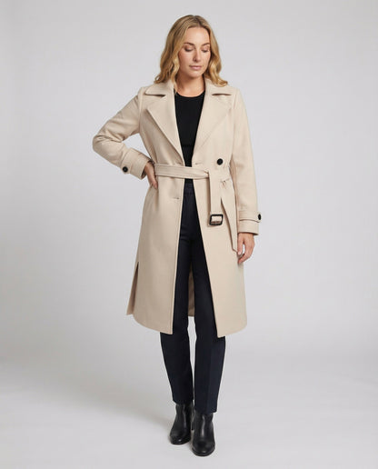 Damen Trenchcoat Mit Gürtel Modern Schwarz - Norvielle