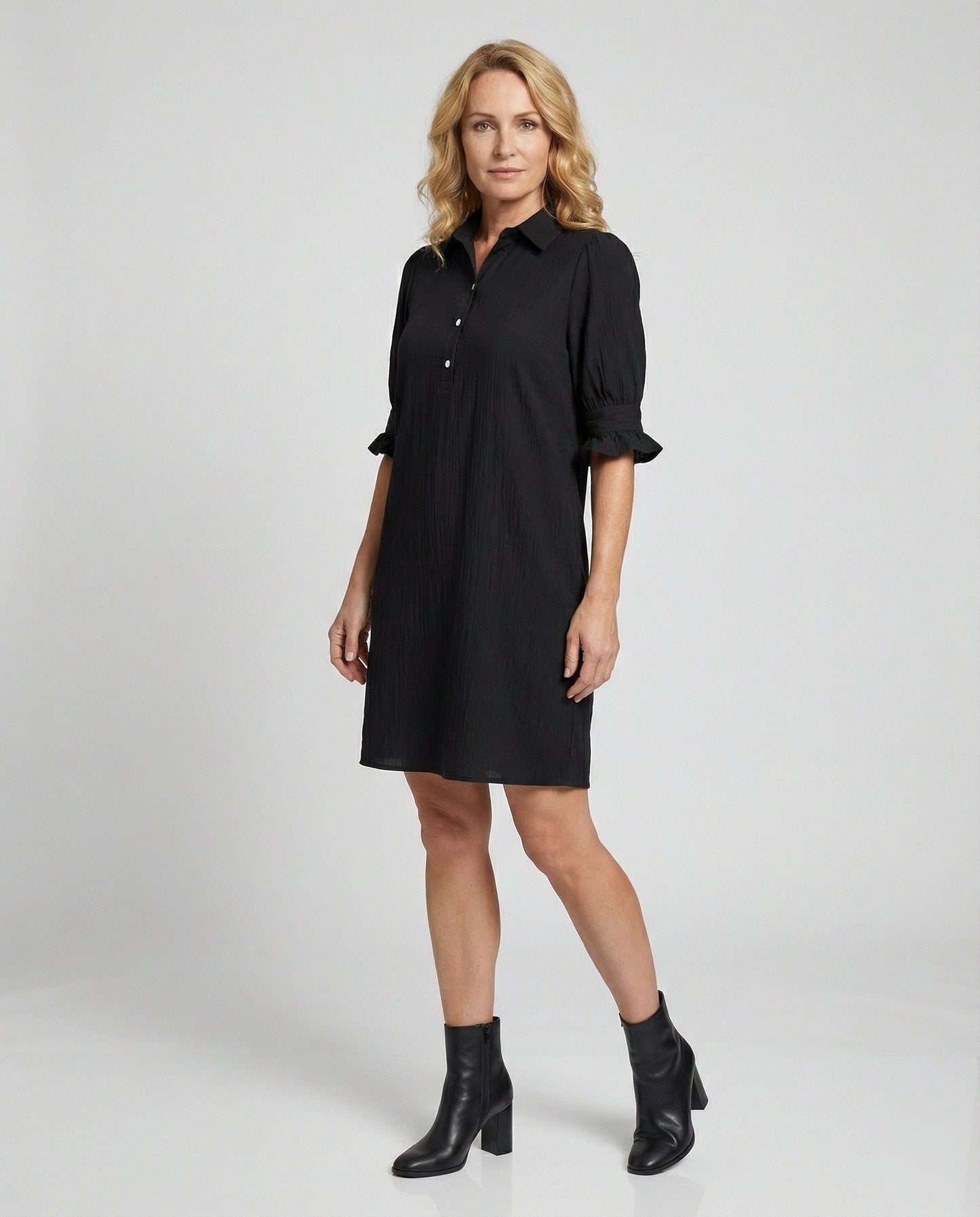 Damen Hemdblusenkleid Sommer Taschen