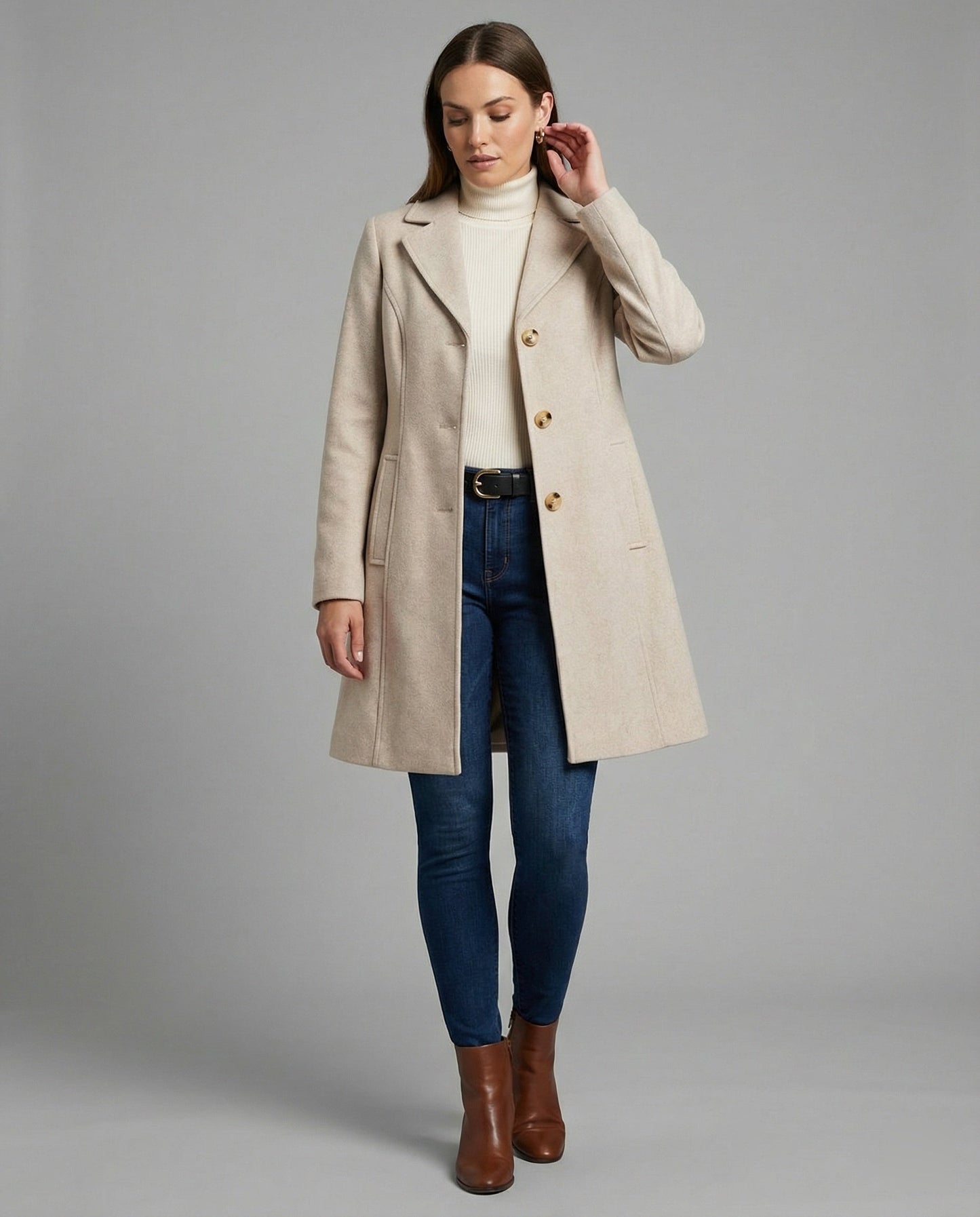 Damen Blazer Lang Tailliert Elegant