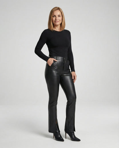 Damen Leggings Stretch Kunstleder