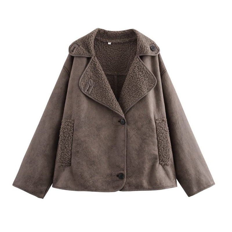Velourslederjacke Damen Fleecefutter