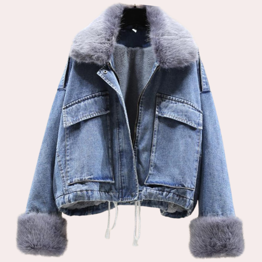 Damen Denim Steppjacke Warm Modern Blau
