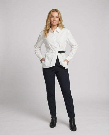 Damen Oversize Bluse Langarm Mit Gürtel