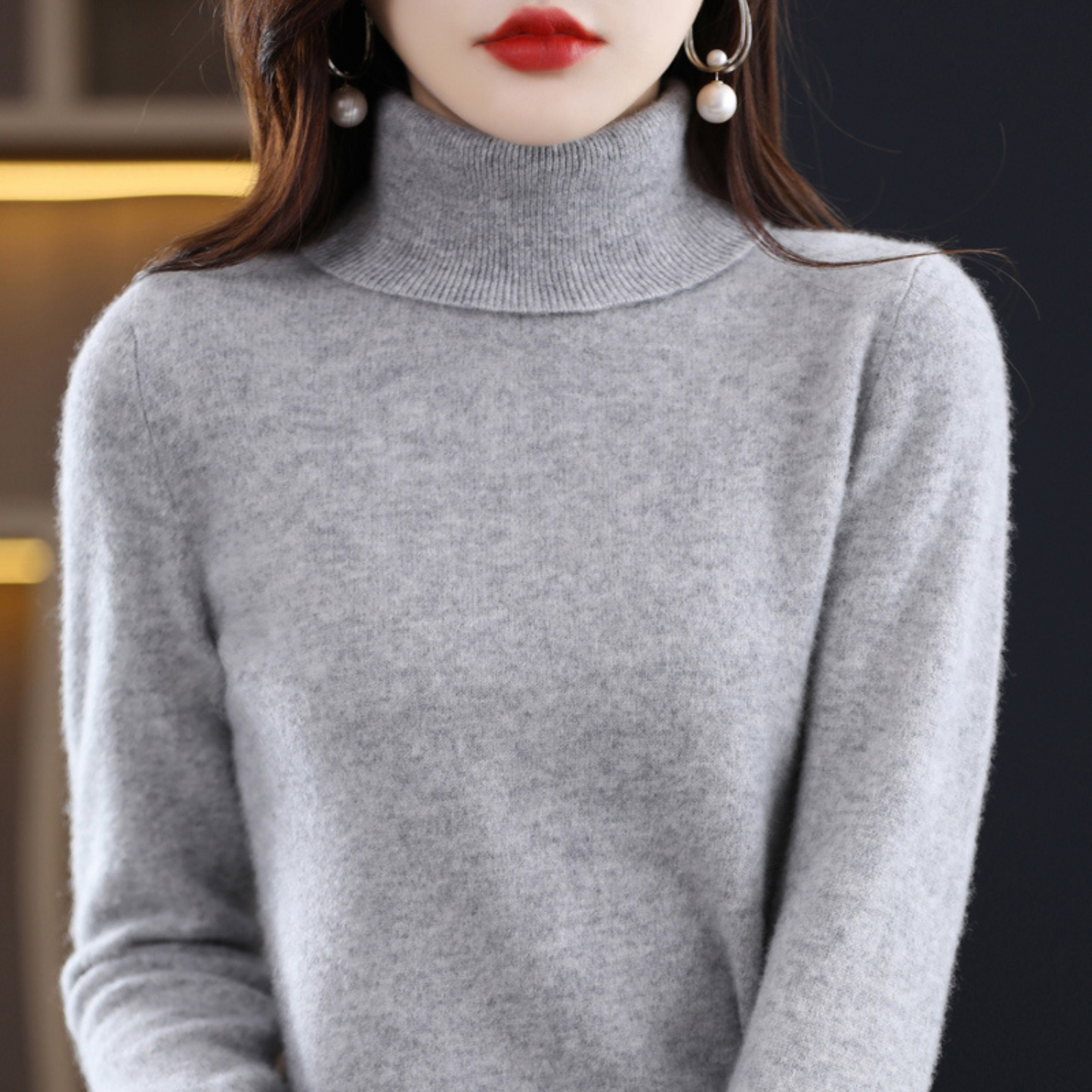 Damen Rollkragenpullover Klassisch Warm