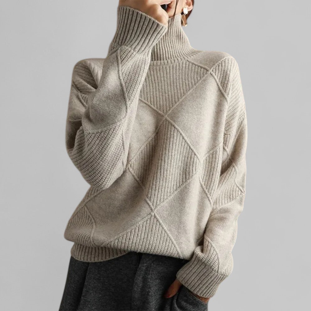 Damen Rollkragenpullover Locker Geschnitten Bequem