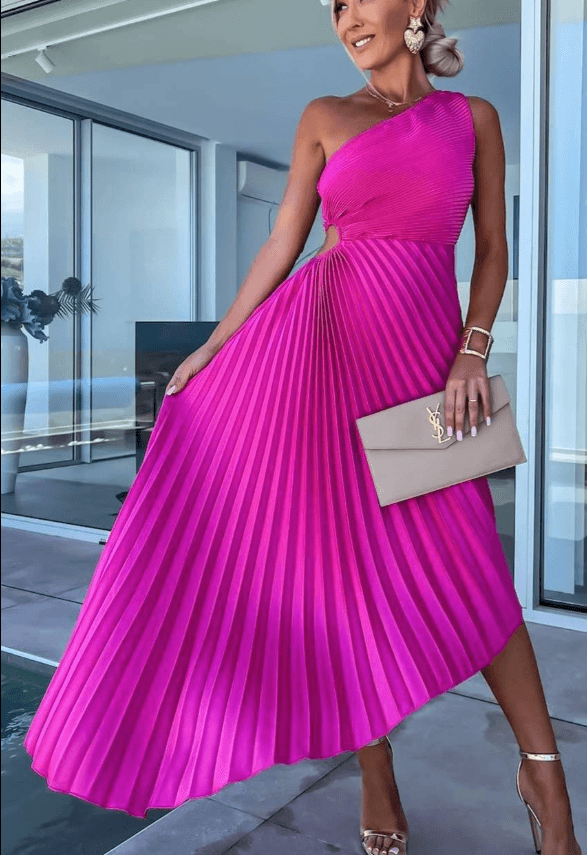 Damen One-Shoulder-Maxikleid Elegant Sommerkleid