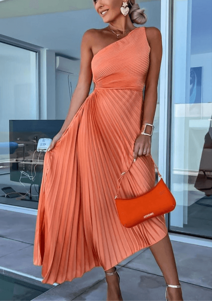 Damen One-Shoulder-Maxikleid Elegant Sommerkleid