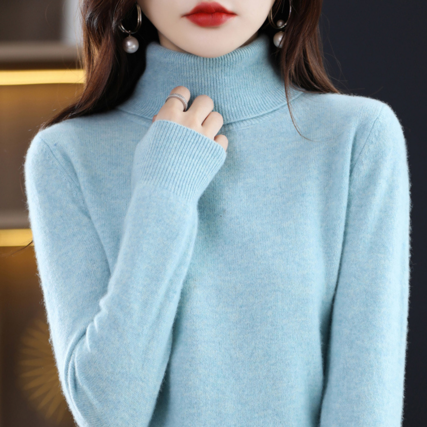 Damen Rollkragenpullover Klassisch Warm
