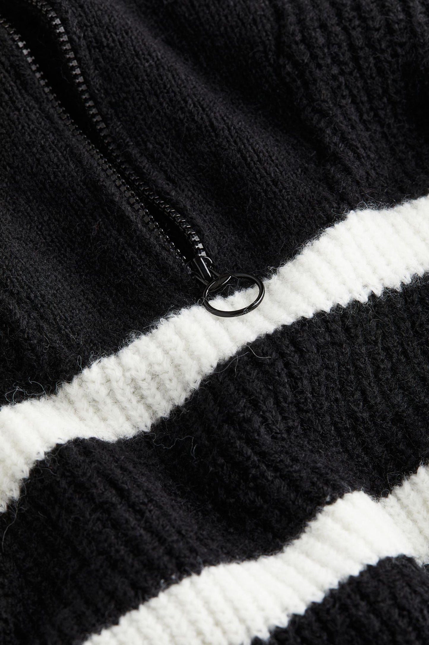 Damen Pullover Streifen Reißverschluss Kragen Modern