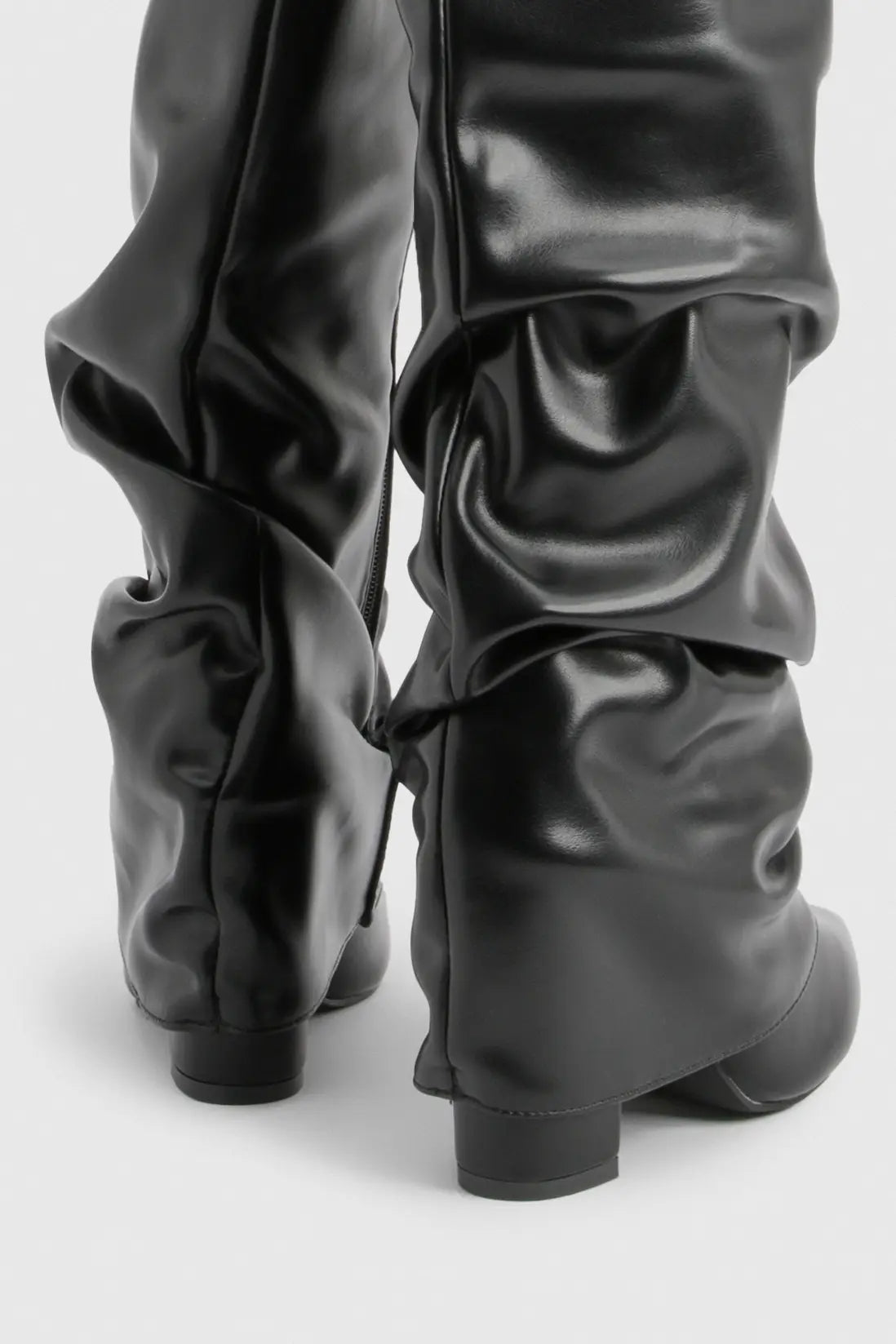 Damen Faltstiefel Niedriger Absatz Spitze Zehen