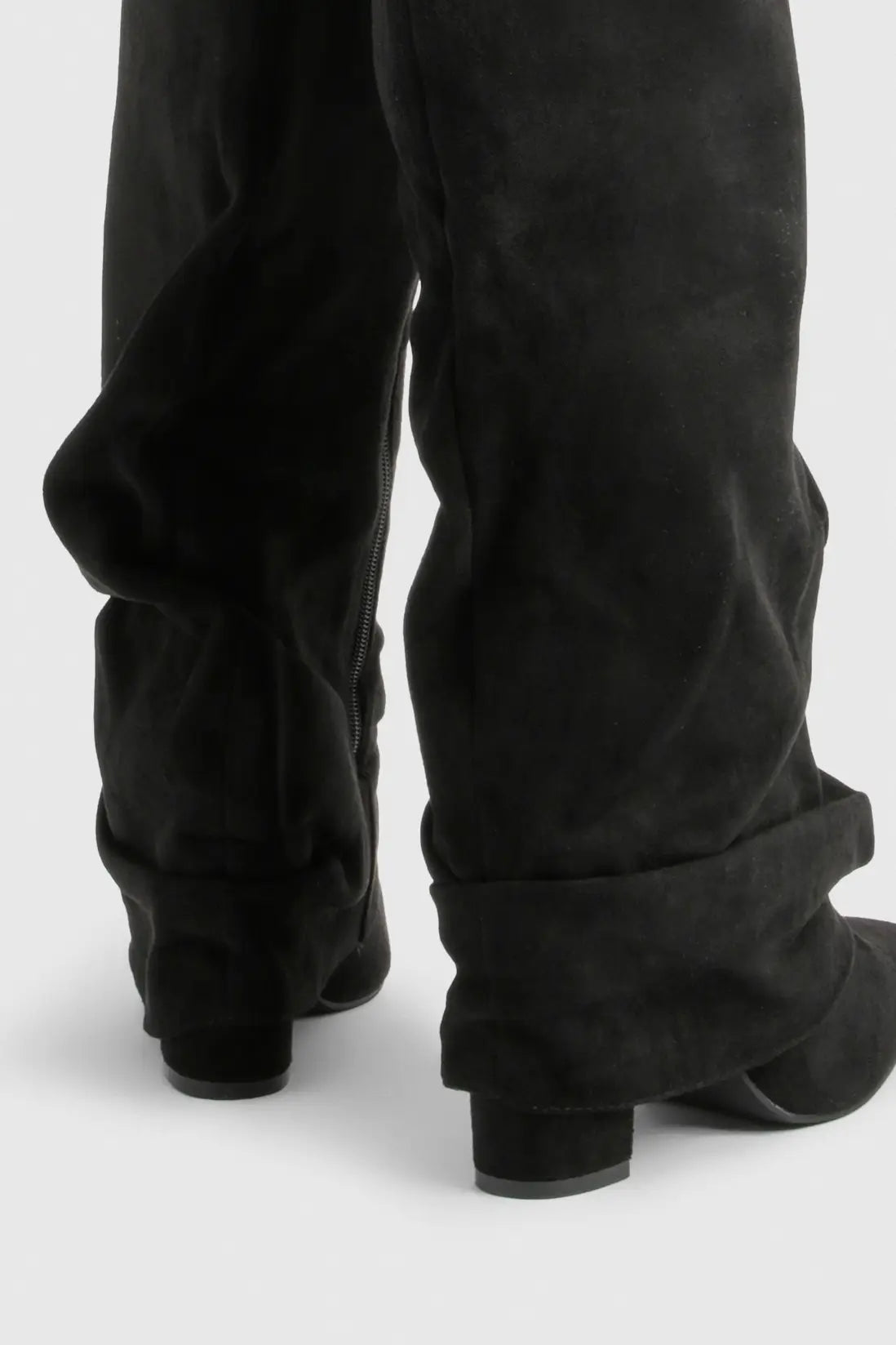 Damen Faltstiefel Niedriger Absatz Spitze Zehen