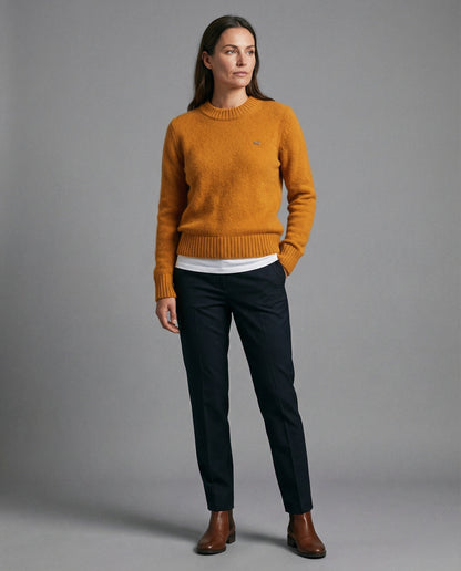Damen Strickpullover Oversize Rundhals Weich Orange