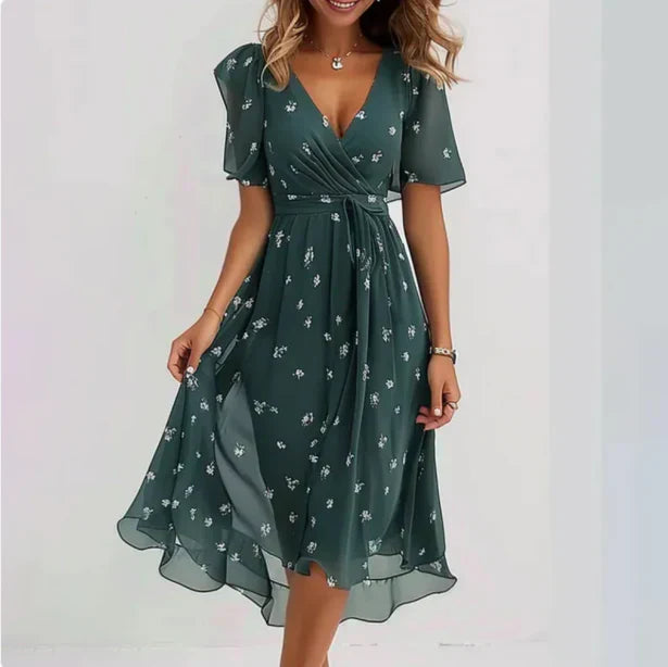 Damen Sommerkleid V-Ausschnitt Elegant