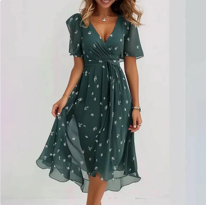 Damen Sommerkleid V-Ausschnitt Elegant