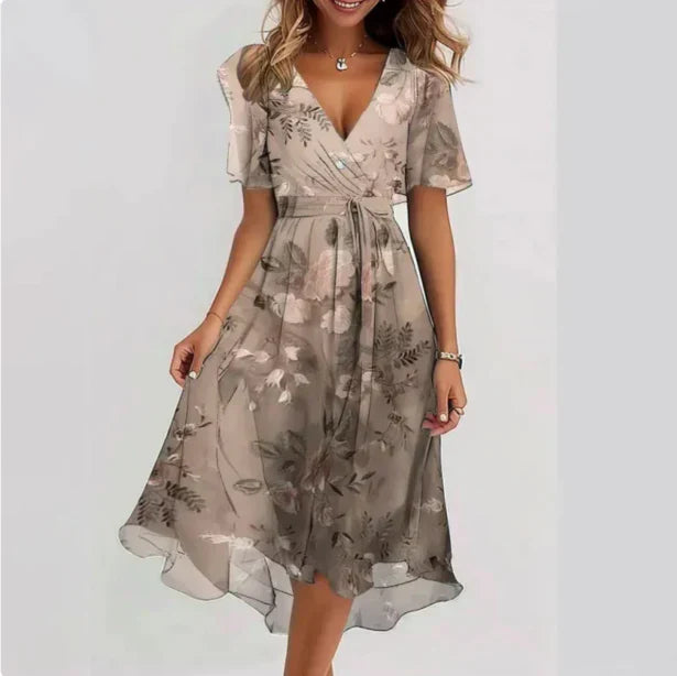 Damen Sommerkleid V-Ausschnitt Elegant