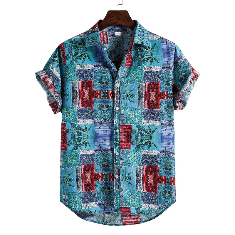 Herren Kurzarmhemd Baumwolle Retro Vintage Style - Norvielle