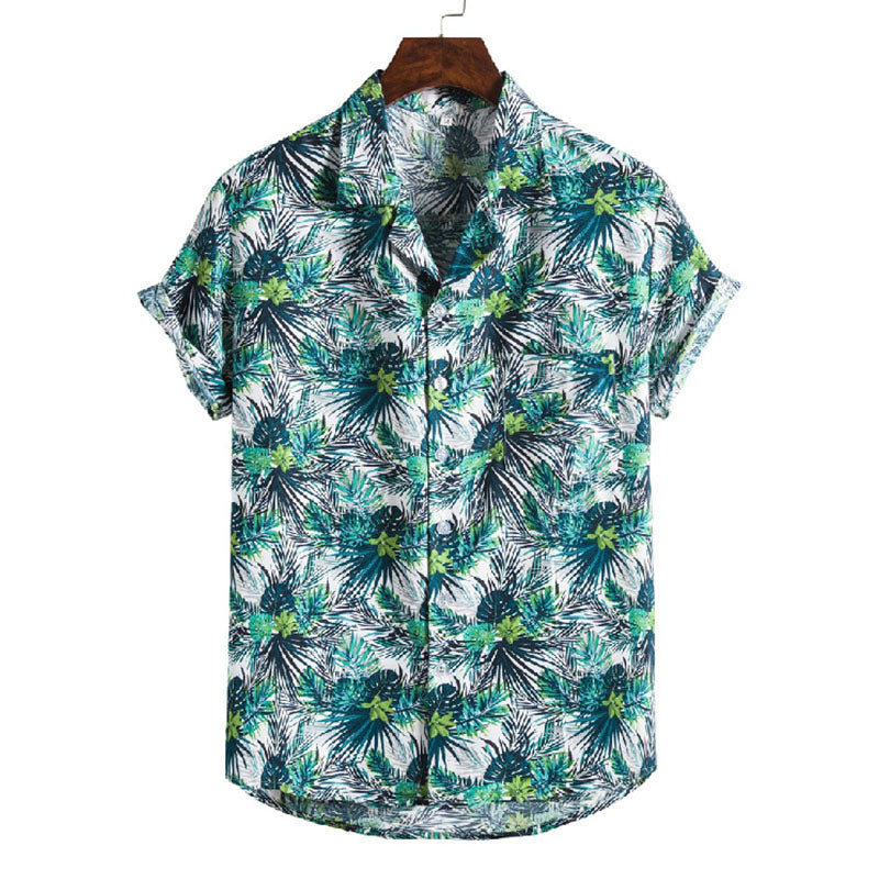 Herren Kurzarmhemd Baumwolle Vintage-Druck Trendfarben - Norvielle