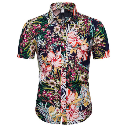Herren Kurzarmhemd Maritim Blau