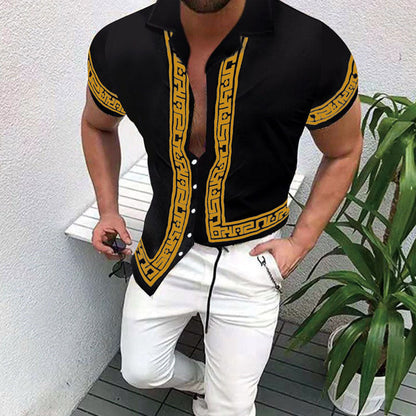 Herren Sommerhemd Blumenmuster Hawaiianisch Baumwolle Blau