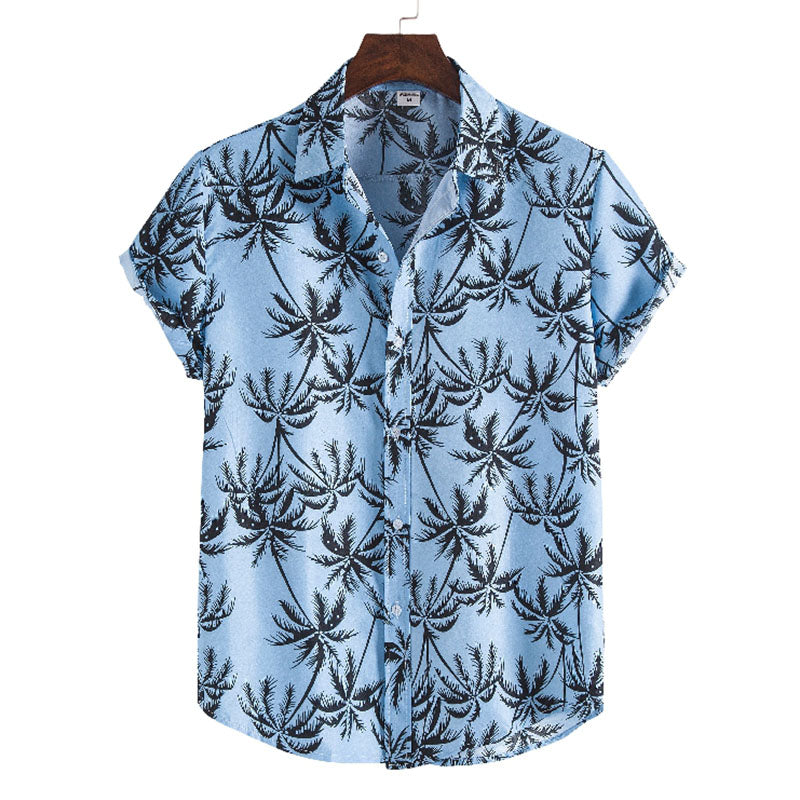 Herren-Hemd Baumwolle Palmen-Print Sommerhemd - Norvielle