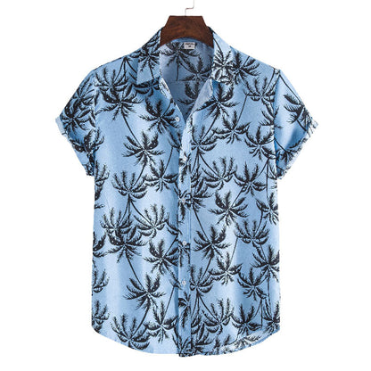 Herren-Hemd Baumwolle Palmen-Print Sommerhemd - Norvielle