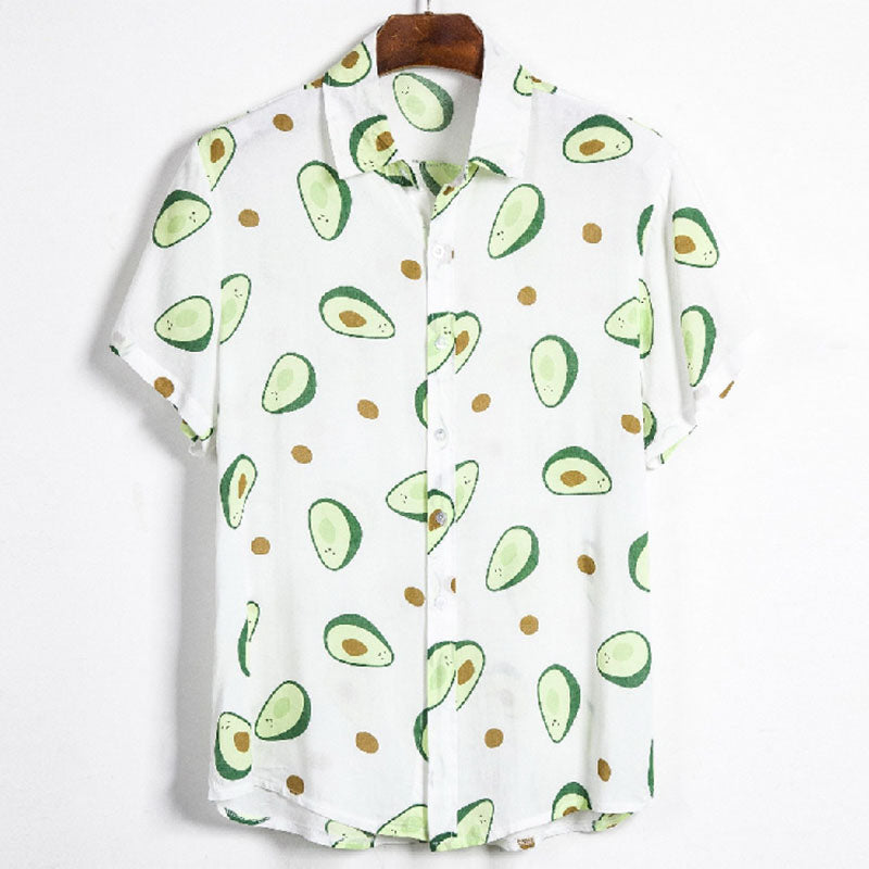 Herren-Hemd Baumwolle Avocado-Print Sommer - Norvielle