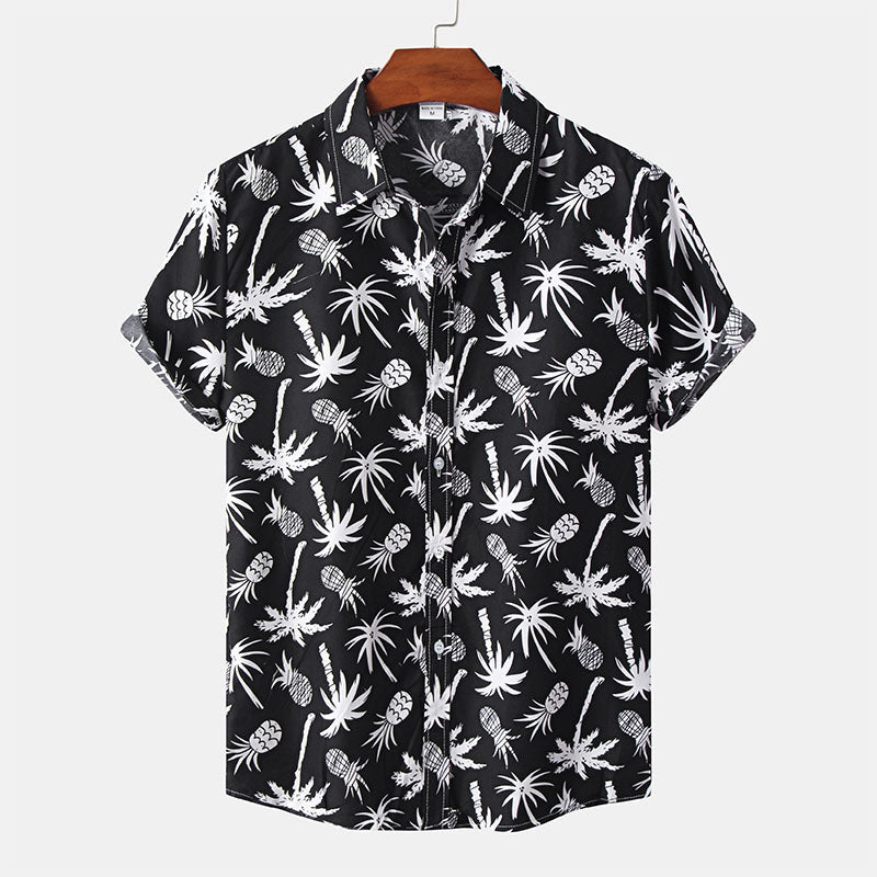 Herren Kurzarmhemd Schwarz mit Logo-Druck - Norvielle