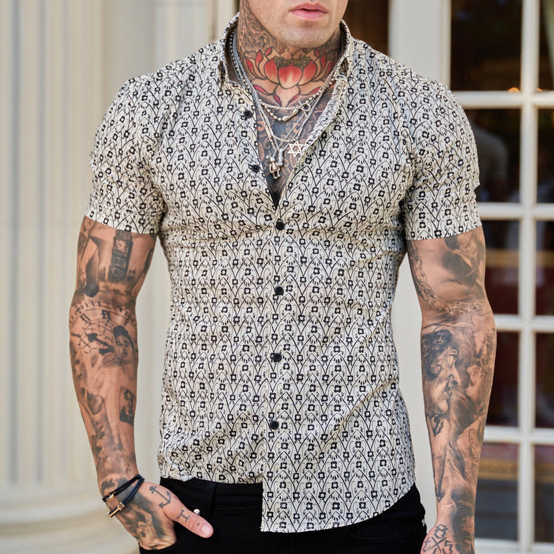 Herren Slim-Fit-Hemd Sommer-Print Modern