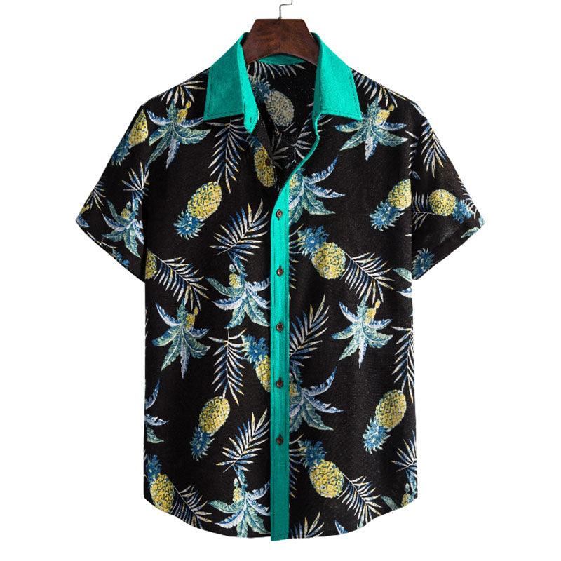Herren Kurzarmhemd Ananas-Motiv Baumwolle Sommer - Norvielle