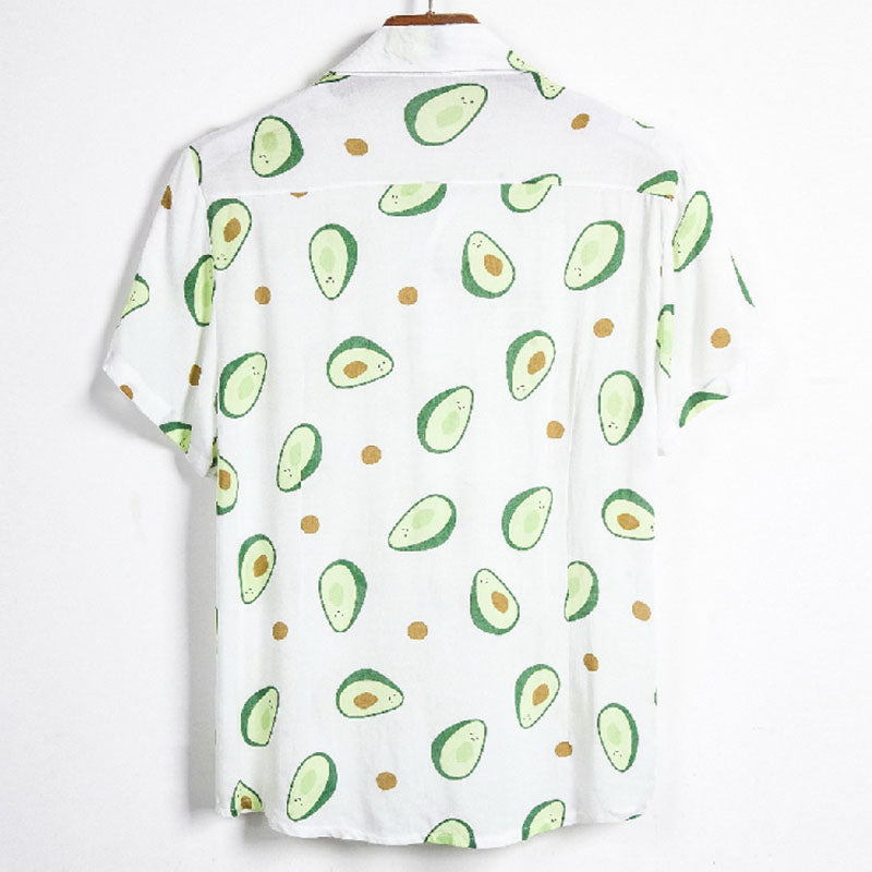 Herren-Hemd Baumwolle Avocado-Print Sommer