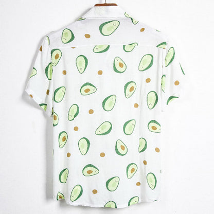 Herren-Hemd Baumwolle Avocado-Print Sommer