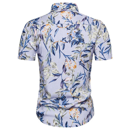 Herren Leinenhemd Baumwolle Modern Sommerweiß