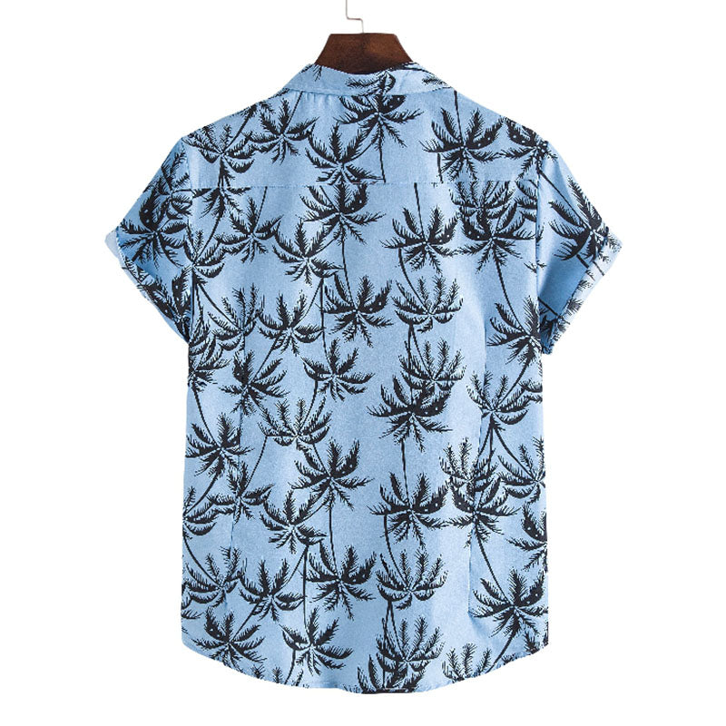 Herren-Hemd Baumwolle Palmen-Print Sommerhemd
