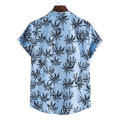 Herren-Hemd Baumwolle Palmen-Print Sommerhemd
