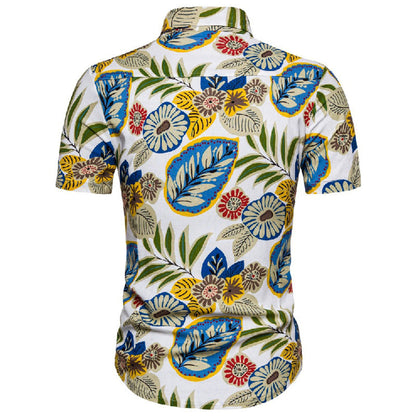 Herren Kurzarmhemden Baumwolle Vintage-Druck Modern