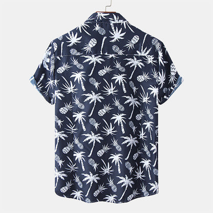 Herren Kurzarmhemd Navyblau mit Logodruck
