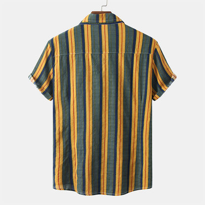 Herren Kurzarmhemd Gestreift Retro Stil
