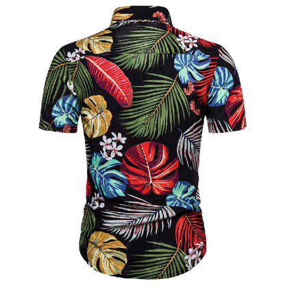 Herren Kurzarmhemd Baumwolle Vintage Modern
