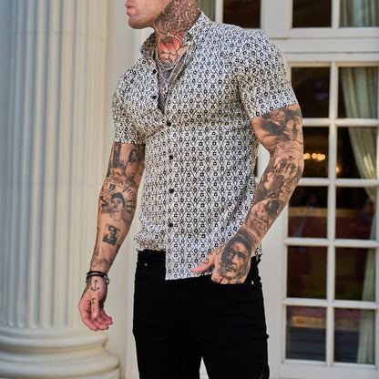 Herren Slim-Fit-Hemd Sommer-Print Modern - Norvielle