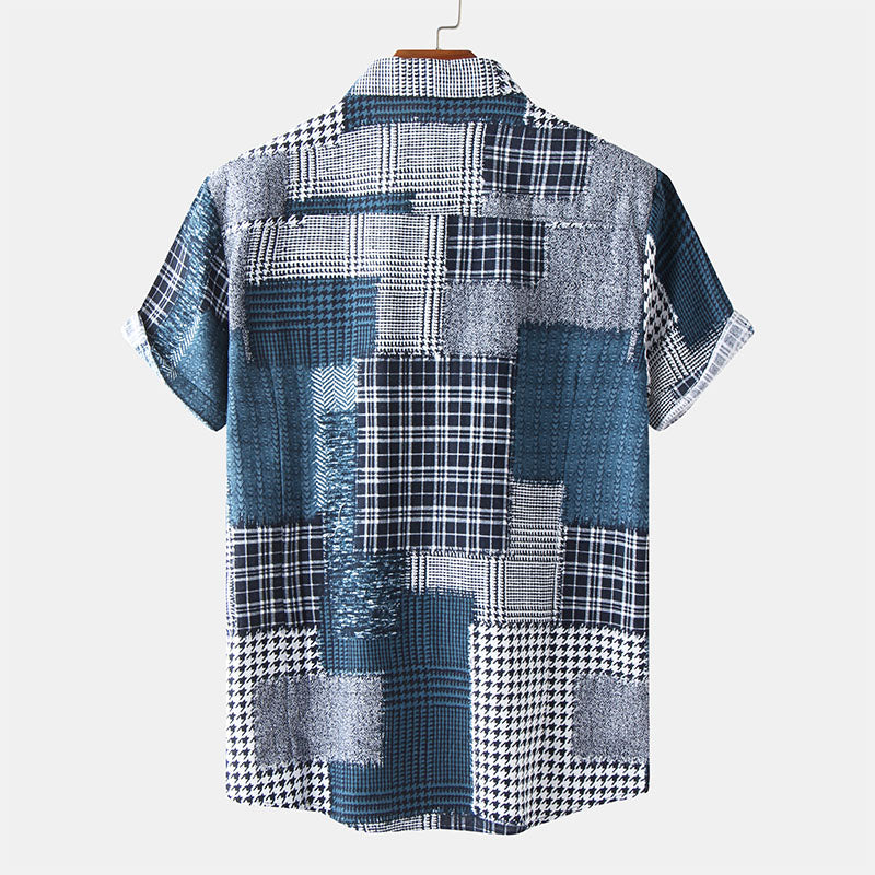 Herren Kurzarmhemd Retro Abstrakt Bedruckt