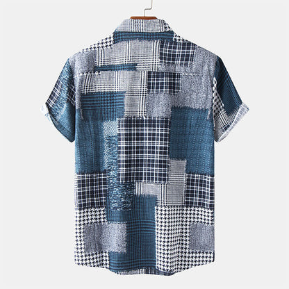 Herren Kurzarmhemd Retro Abstrakt Bedruckt